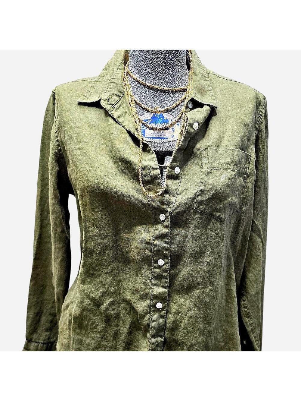 L.L.Bean Women's Green and Khaki Shirt